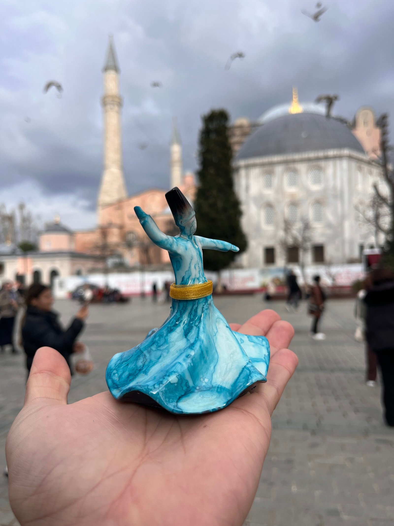 Istanbul Whirling Dervish Figurine – Handcrafted Blue Ceramic Souvenir