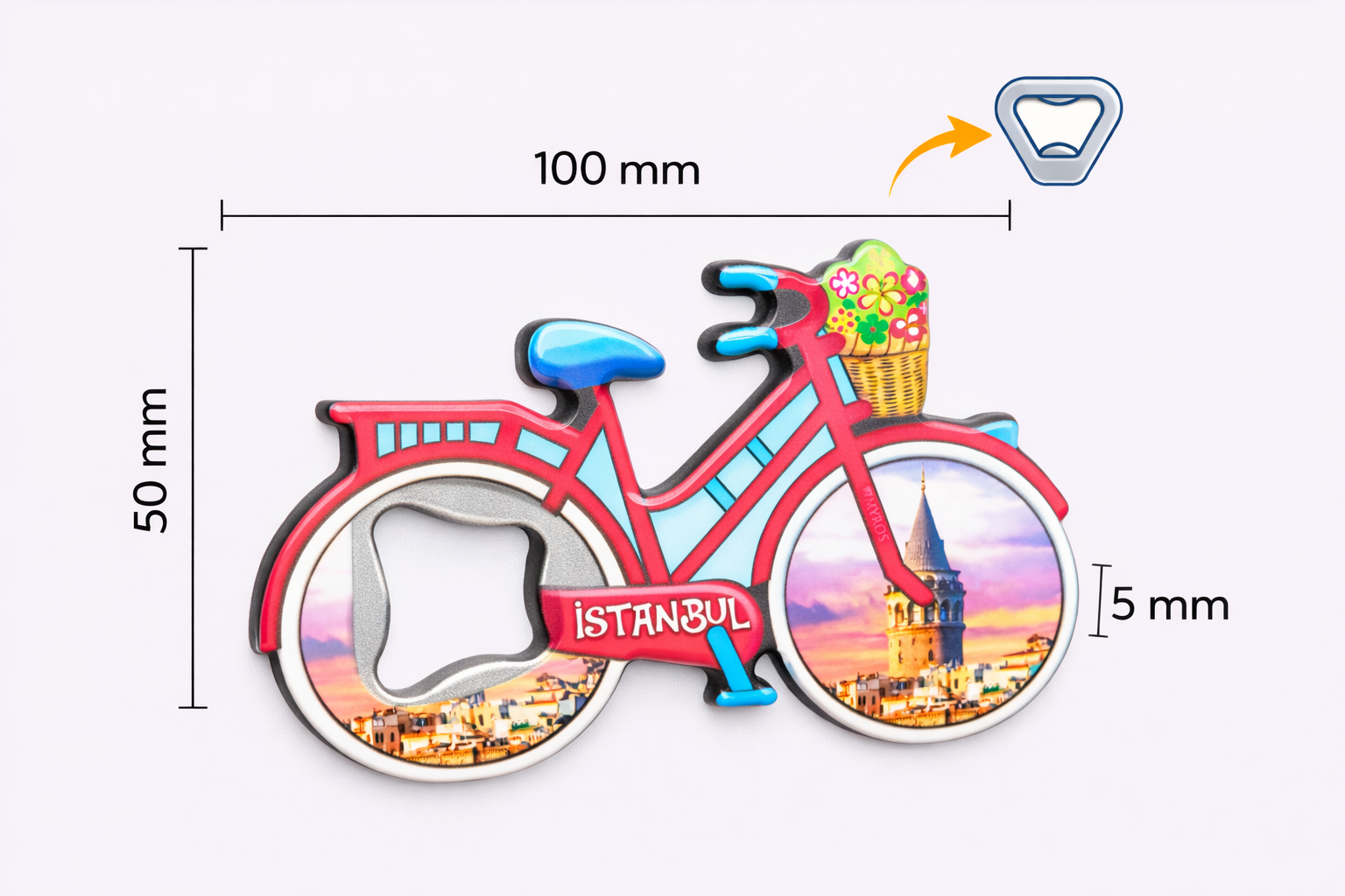 Istanbul-themed UV Bicycle Opener PUB09-IST - Görsel 2