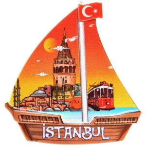 Istanbul Themed UV Printed Sail-Shaped Magnet